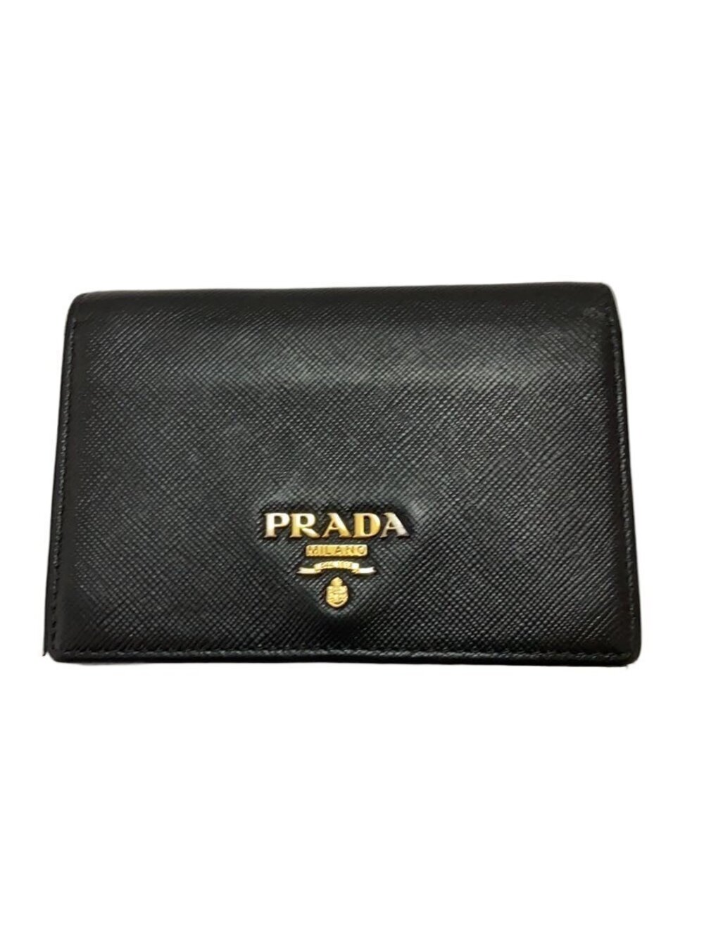 Prada Card Case Wallet Leather Black